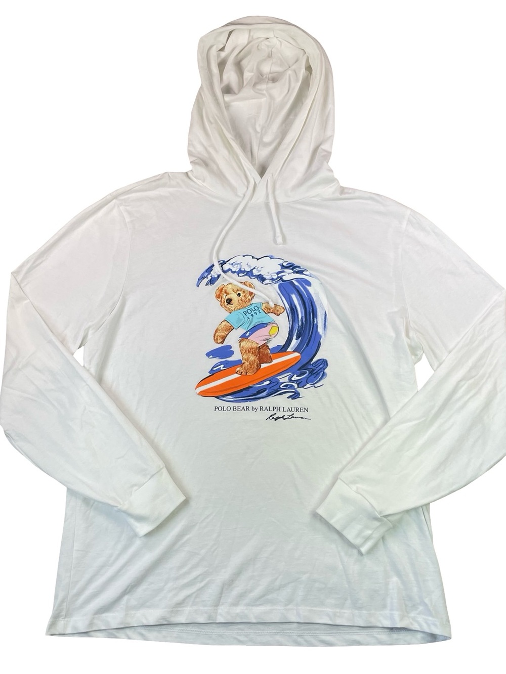 Polo Ralph Lauren Polo Bear Surf Hoodie Long Sleeve Tee White Mens L
